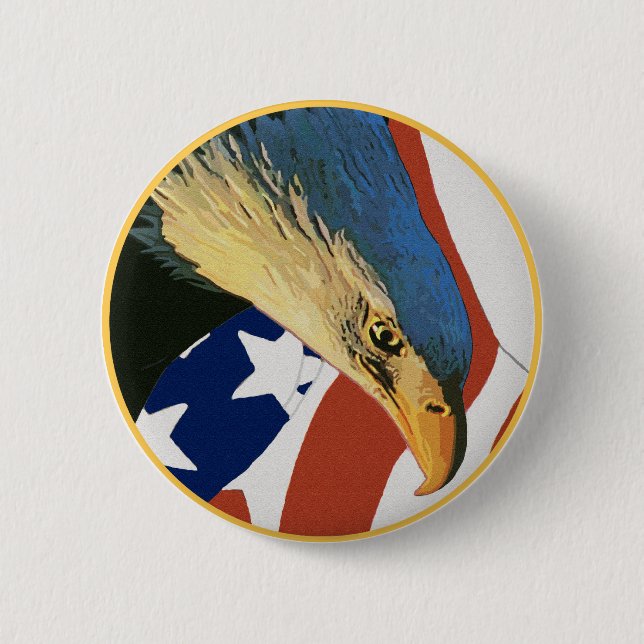 American Bald Eagle 2 Inch Round Button (Front)