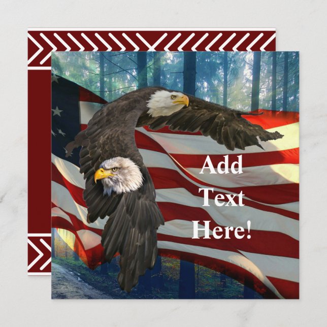 American Bald Eagle American Flag Save The Date (Front/Back)