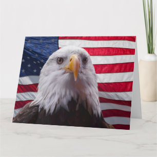 American Bald eagle and American Flag Card