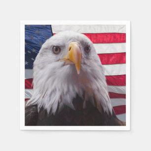 American Bald eagle and American Flag Napkin