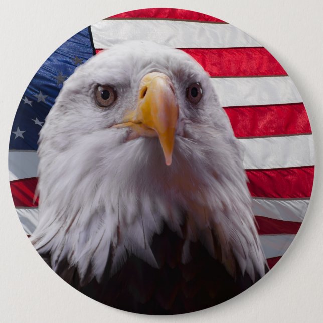 American Bald eagle and flag 6 Inch Round Button (Front)