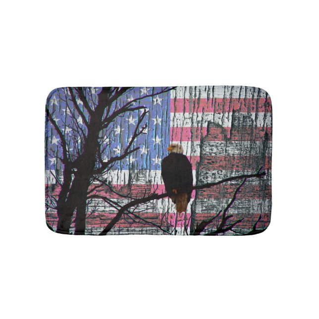American Bald Eagle and Flag Bath Mat (Front)