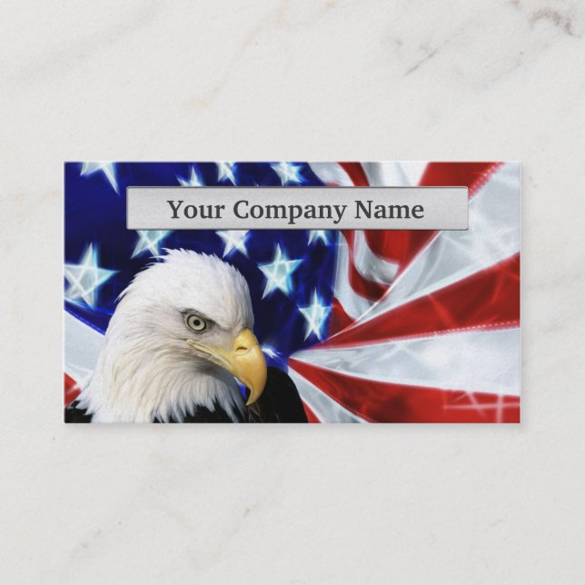 American Bald Eagle and Flag Business cards (Front)