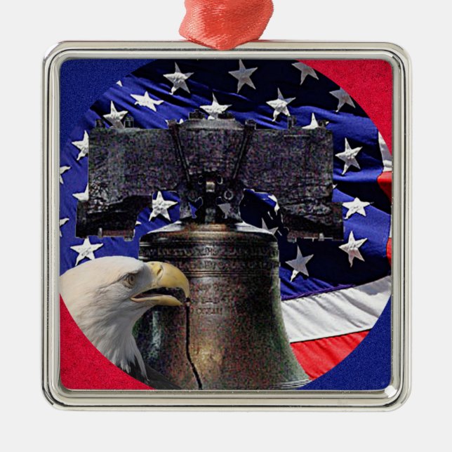 American Bald Eagle and Flag Ornament (Front)
