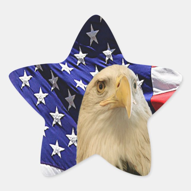 American Bald Eagle and Flag Star Sticker (Front)