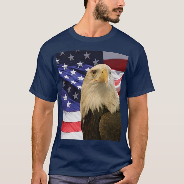 American Bald Eagle and Flag T-Shirt (Front)