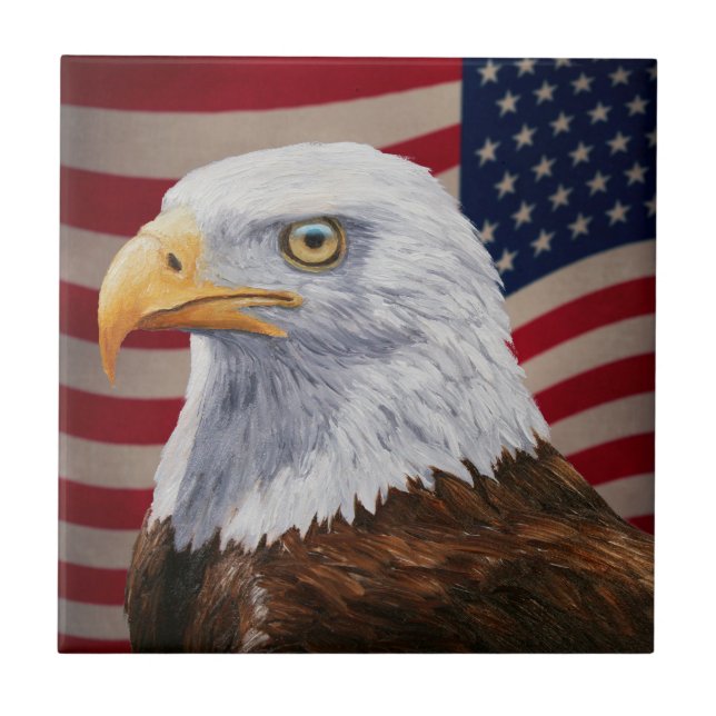 American Bald Eagle and Flag Tile (Front)