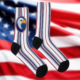 American Bald Eagle and Patriotic Pencil Stripes Socks