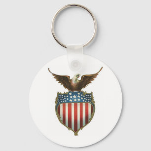 American Bald Eagle atop the stars and stripes Keychain