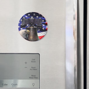 American Bald Eagle, Bell and Flag Magnet