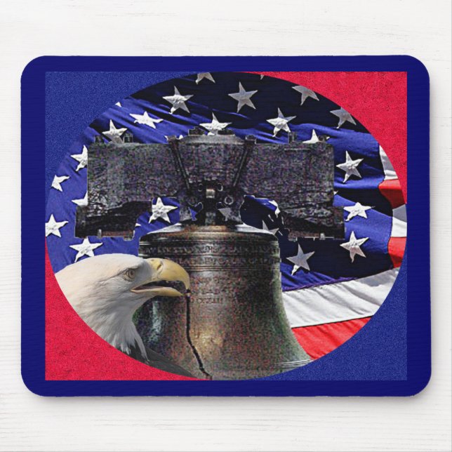 American Bald Eagle, Bell and Flag Mouse Pad (Front)