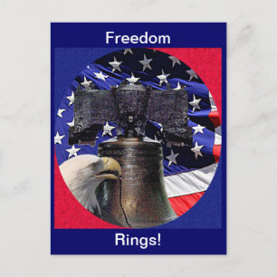American Bald Eagle, Bell and Flag Postcard