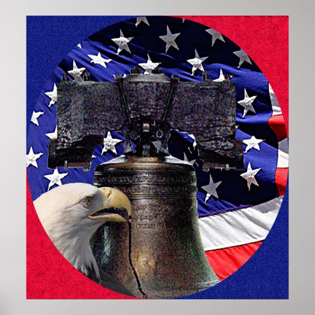 American Bald Eagle, Bell et affiche du drapeau (Devant)