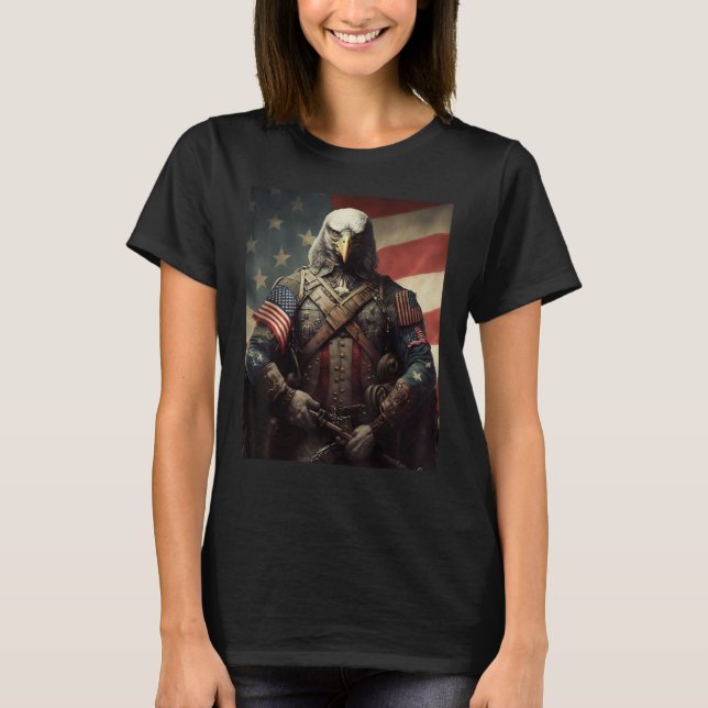 American Bald Eagle Eyes Flag Country 1 T-Shirt (Front)