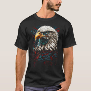 American Bald Eagle Eyes Flag Country 3 T-Shirt