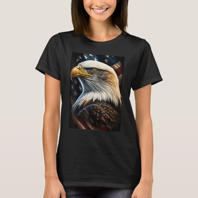American Bald Eagle Eyes Flag Country T-Shirt (Front)