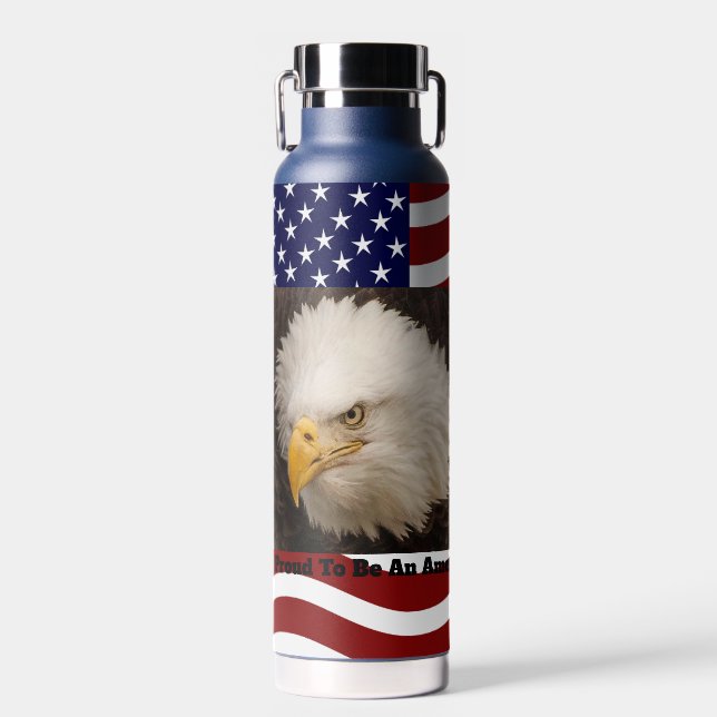 American Bald Eagle Flag Men's Hot or Cold Water Bottle (Front)