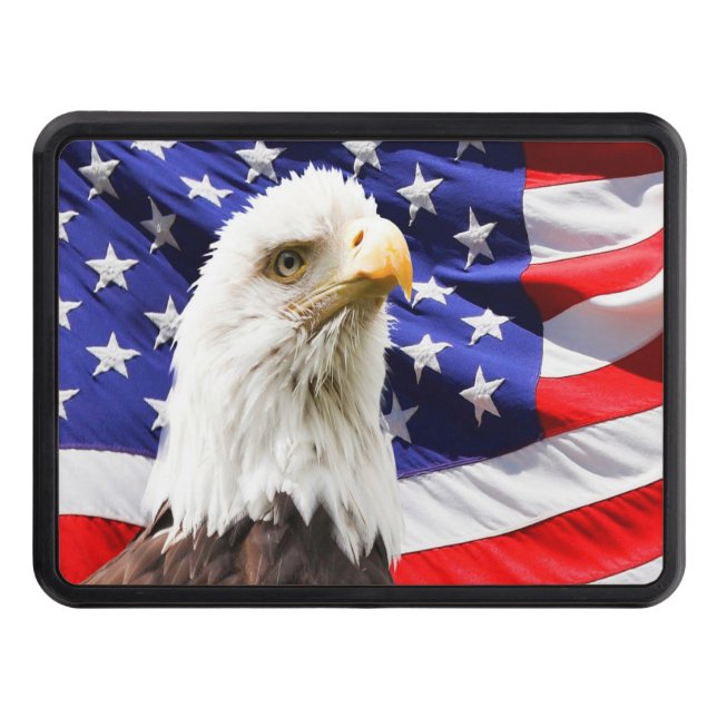 American Bald Eagle Flag Trailer Hitch Cover (Front)