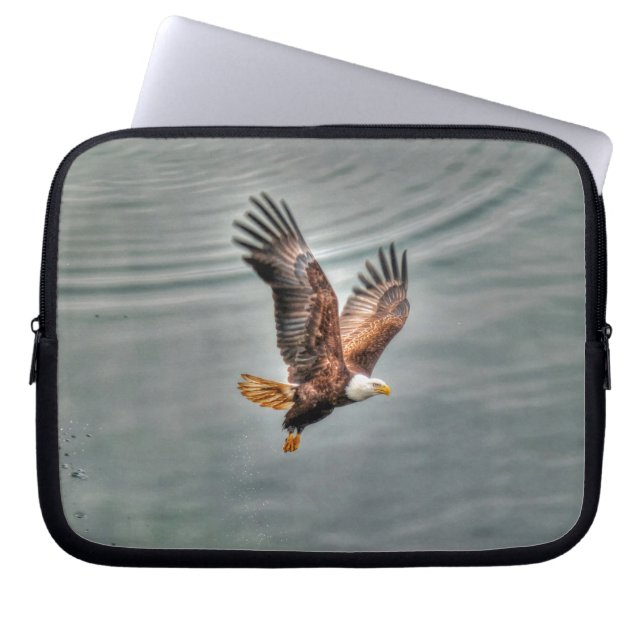 American Bald Eagle Flying Over Ocean Laptop Sleeve (Front)