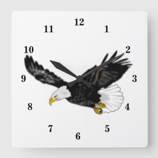 American Bald Eagle Flying wall Clock - Painting (Front)