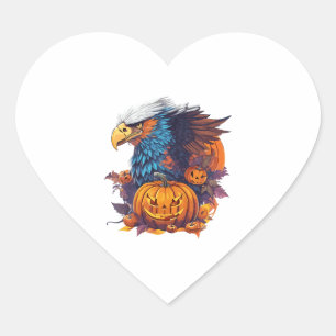 American Bald Eagle Halloween Patriotic Halloween Heart Sticker