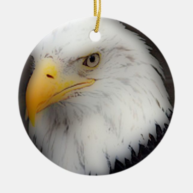 'American Bald Eagle in Portrait' Ceramic Ornament (Front)