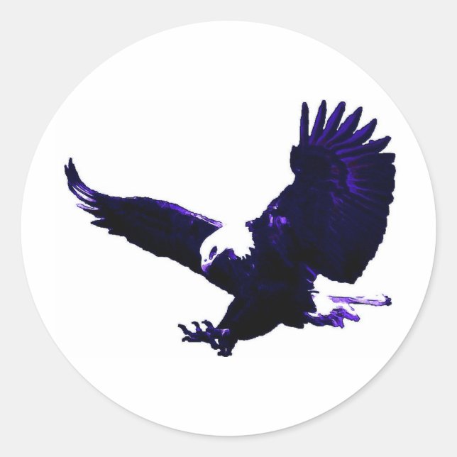 American Bald Eagle Landing Classic Round Sticker (Front)