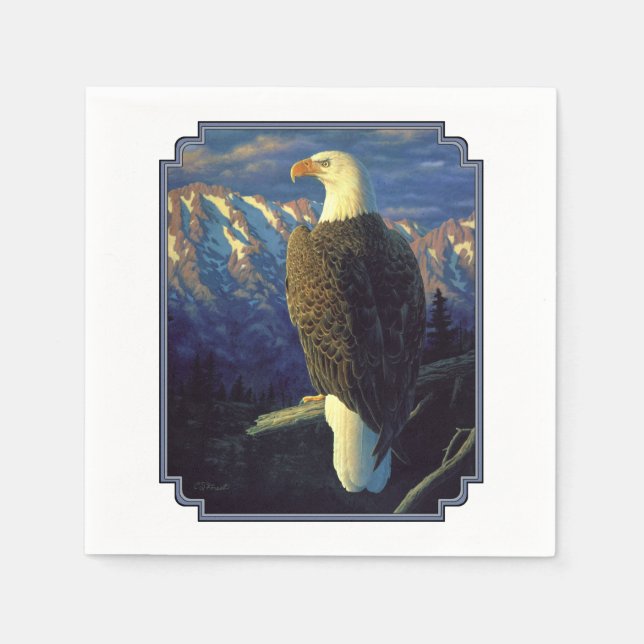 American Bald Eagle Mountain Sunrise Napkin (Front)