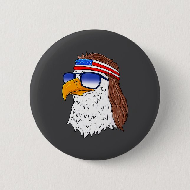 American Bald Eagle Mullet 4th Of July Funny Usa  2 Inch Round Button (Front)