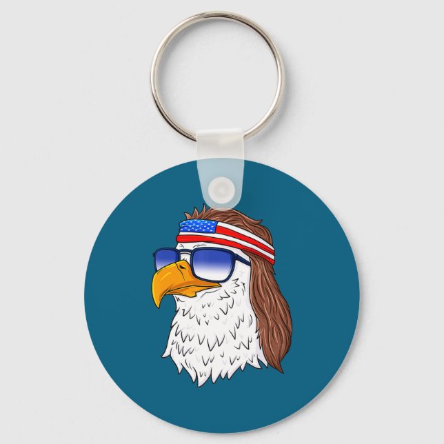 American Bald Eagle Mullet 4th Of July Funny Usa  Keychain (Front)