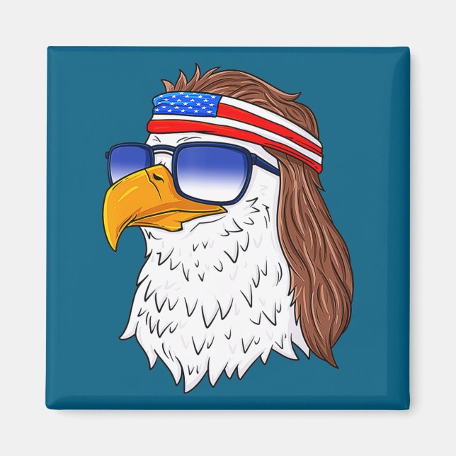 American Bald Eagle Mullet 4th Of July Funny Usa  Magnet (Front)