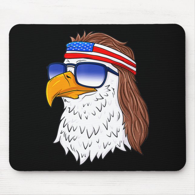 American Bald Eagle Mullet 4th Of July Funny Usa  Mouse Pad (Front)