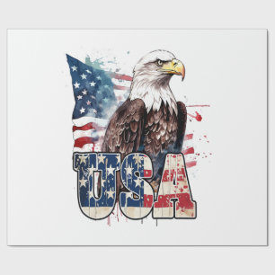 American Bald Eagle Patriotic 250th Birthday Wrapping Paper