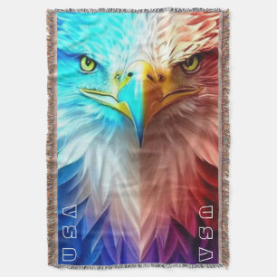 American Bald Eagle Patriotic Personalized Throw Blanket