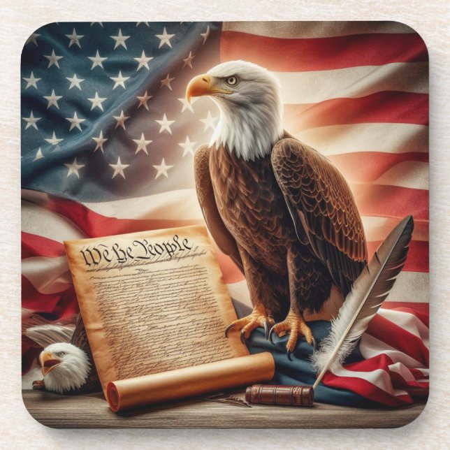 American Bald Eagle Patriotism Coaster (Front)
