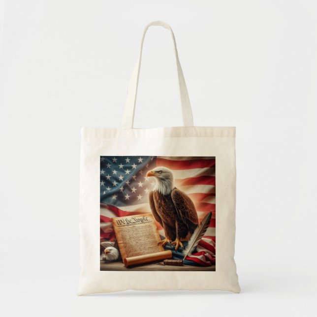 American Bald Eagle Patriotism Tote Bag (Front)