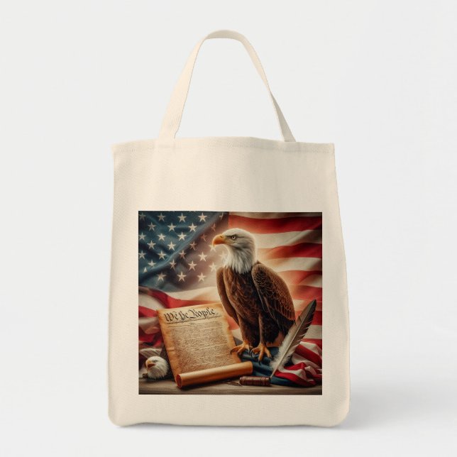 American Bald Eagle Patriotism Tote Bag (Front)