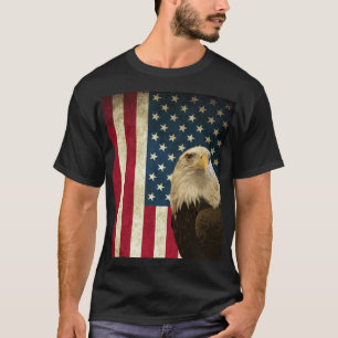 American Bald Eagle Retro USA Flag Shirt- ZKOA T-Shirt