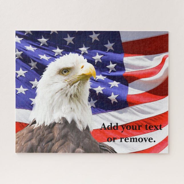 American bald eagle & "Stars and Stripes" flag, Jigsaw Puzzle (Horizontal)