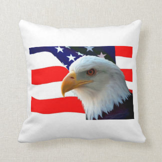 American Bald Eagle & U.S. Flag Throw Pillow