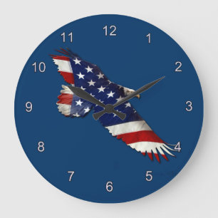 American Bald Eagle & US Flag Patriotic Art Clock