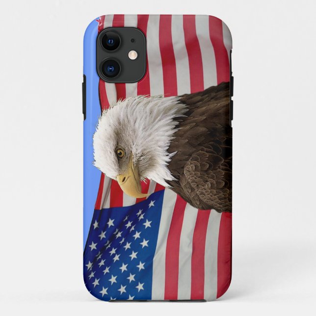 American Bald Eagle & US Flag Patriotic Phone Case (Back)