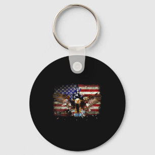 American Bald Eagle Usa Flag Patriotic Eagle 4th O Keychain