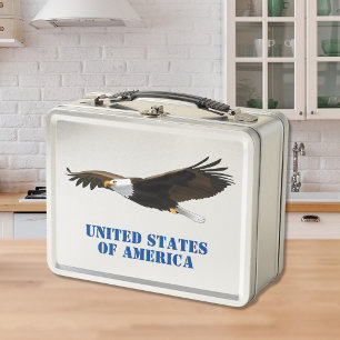 American Bald Eagle USA Metal Lunch Box