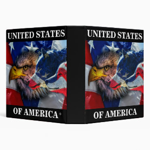 American Bald Eagle Wolf Flag Patriotic Binder
