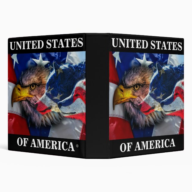 American Bald Eagle Wolf Flag Patriotic Binder (Background)
