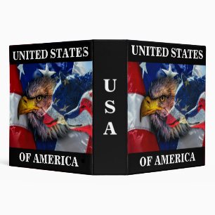 American Bald Eagle Wolf Flag Patriotic Binder