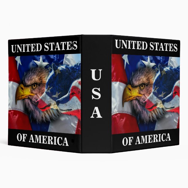 American Bald Eagle Wolf Flag Patriotic Binder (Background)