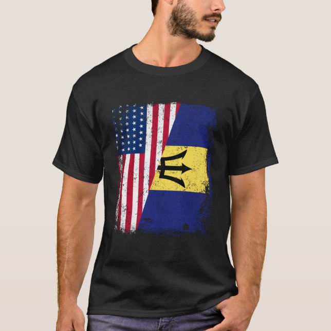 American Barbadian Roots Half American USA Barbado T-Shirt (Front)