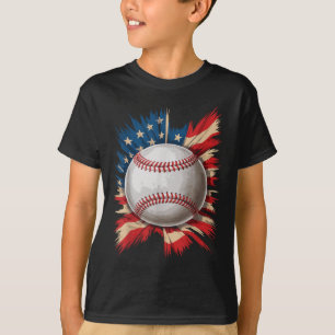American Baseball 4th Of July Men Usa American Fla T-Shirt